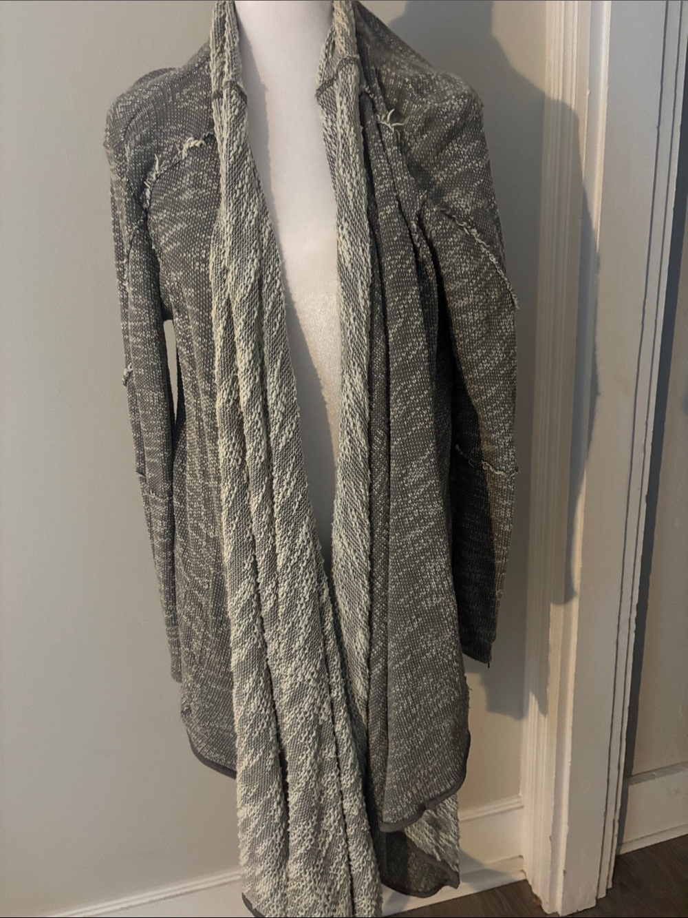 Free People Heathered Gray Open Drape Cardigan